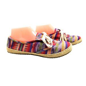 Womens Call It Spring Vegan Multicolor Lace Up Flats.
